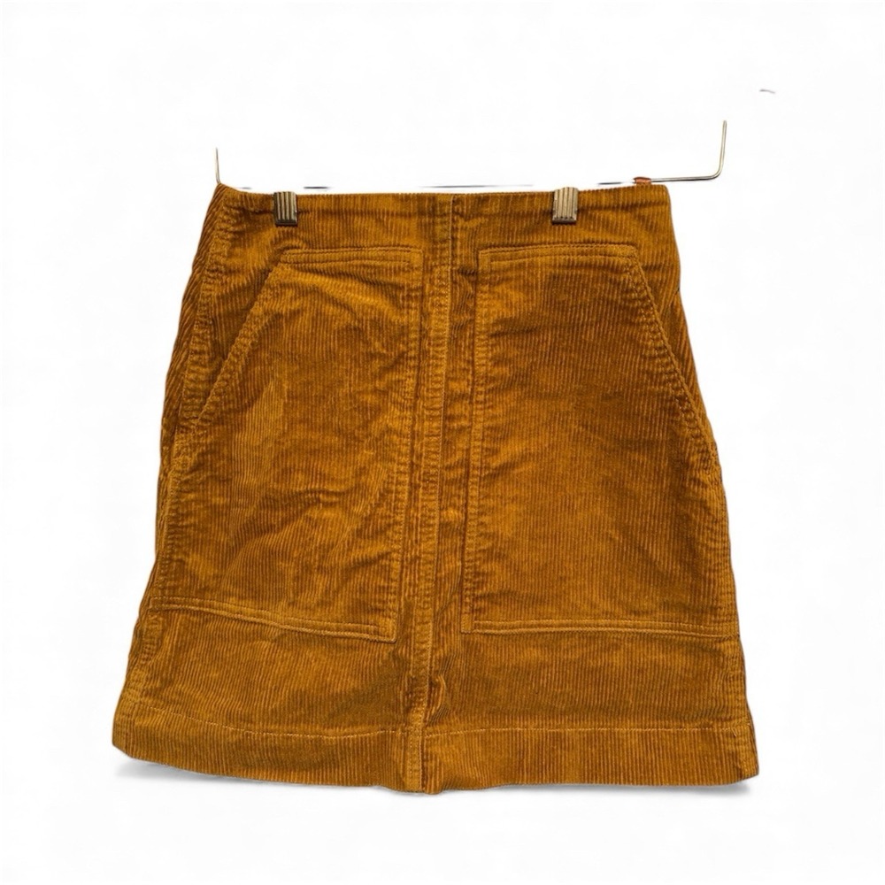Uniqlo 6 Corduroy Mini Skirt Patch Pockets Camel‎ Back Zip Cotton blend